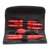 Набор диэлектрических зауженных стержней-отверток КВТ с ручкой-держателем НИО-3308 Слим, VDE 1000В