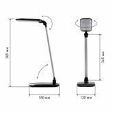 Светильник светодиодный настольный ЭРА NLED-460-14W-BK-S черный с серебром USB для зарядки устройств