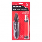 Нож монтажника Rexant нержавеющая сталь двухсторонняя заточка лезвие 33мм