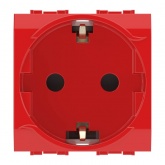 Розетка DKC Brava 2 модуля с заземлением со шторками красная