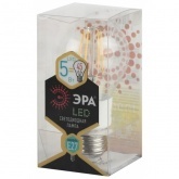 Лампа светодиодная филаментная F-LED A60 5W 827 2700K 220V E27 прозрачная теплый свет ЭРА