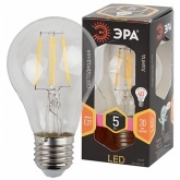 Лампа светодиодная филаментная ЭРА F LED A60 5W 827 2700K 220V E27 прозрачная теплый свет