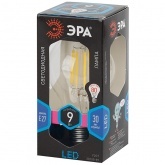 Лампа светодиодная филаментная ЭРА F LED A60 9W 840 4000K 220V E27 прозрачная холодный свет