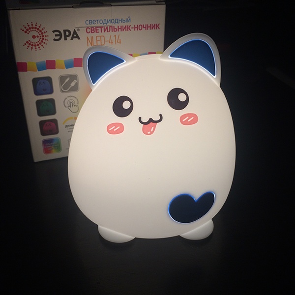 Светодиодный светильник-ночник ЭРА силиконовый, встроенный литиевый аккумулятор с подзарядкой от USB, 2 уровня яркости, режим смены цвета