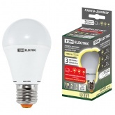 Лампа светодиодная TDM А60 10W 3000K 220V E27 DIM матовая (3 режима яркости) тепло-белый свет
