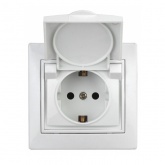 Розетка Intro 2P+E Schuko с крышкой 16А 250В IP20 Plano, белый 1-203-01