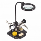 Держатель Третья рука Мастер с лупой 3х, подставка под паяльник, LED подсветка, стенд для припоя