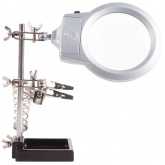 Держатель Rexant Третья рука с лупой х2.5 подставкой под паяльник и LED подсветкой