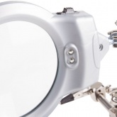 Держатель Rexant Третья рука с лупой х2.5 подставкой под паяльник и LED подсветкой