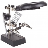 Держатель Rexant Третья рука с лупой х2.5, подставка под паяльник, LED подсветка