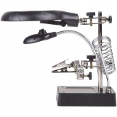 Держатель Rexant Третья рука с лупой х2.5, подставка под паяльник, LED подсветка