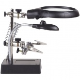 Держатель Rexant Третья рука с лупой х2.5, подставка под паяльник, LED подсветка