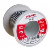 Припой катушка Rexant ПОС-61 без канифоли (d3,0мм, 100г)