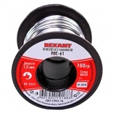 Припой катушка Rexant ПОС-61 без канифоли (d1,0мм, 100г)