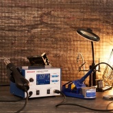 Паяльная станция с ЖК дисплеем Rexant 220В 60/690Вт 100-480°С (паяльник + фен) R887D