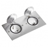 Лючок Legrand IP44 прямоугольный 2х2 модуля нержавеющая сталь