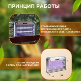Ловушка Rexant для насекомых 2х10W T8 220V 80м2 кабель 1.3м пластик/алюминий 390x80x270мм 1400г