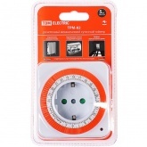 Розетка с механическим суточным таймером TDM ТРМ-02 16А шаг 15 мин.