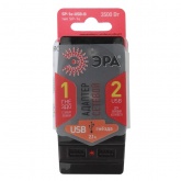 Зарядое устройство ЭРА Polynom 1х220V + 2xUSB 2100mA, черный SP-1e-USB-B 5055945555684