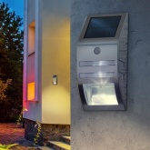 Светильник фасадный ЭРА с подсветкой и датчиком движения Хром, на солнечной батарее ERFS012-26