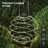 Садовый светильник ЭРА подвесной Спираль на солнечной батарее, 22 см ERASF012-29