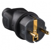 Вилка Legrand с заземлением IP44 16А в резиновом корпусе черная