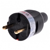 Вилка Legrand без заземления 16А в резиновом корпусе черная