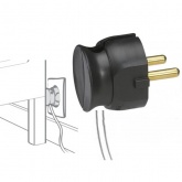 Вилка Legrand без заземления 16А с боковым вводом кабеля черная ультраплоская