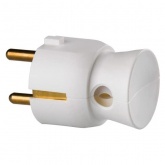 Вилка Legrand с заземлением 16А с боковым вводом кабеля белая