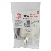 Вилка с заземлением ЭРА V3 2P+E 16А угловая белая