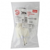 Вилка с заземлением ЭРА V4(W) 2P+E 16А прямая белая