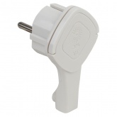 Вилка с заземлением ЭРА ультраплоская V5(U) 2P+E 16А прямая с кольцом белая