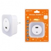 Ночник Комбо 1, 8LED, 66 лм/Вт, дат. освещ., USB-разъем, 220 В, TDM
