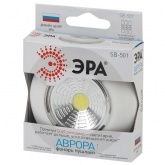 Фонарь ЭРА пушлайт SB-501 NEW Аврора COB, батареи 3xAAA, белый