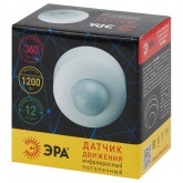 Датчик движения ЭРА MD 06 потолочный 1200W угол 360гр. дальность 12м IP20