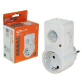Датчик движения розеточный TDM ДДР-01 1200Вт, 10-420с, 2-9м, 3+лк, 120гр IP20