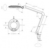 Лупа на струбцине Rexant круглая 3D с подсветкой 60 LED, сенсорный регулятор яркости, белая