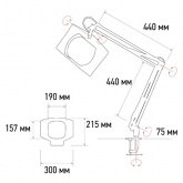 Лупа на струбцине Rexant квадратная 5D с подсветкой 108 LED, белая