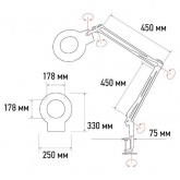 Лупа на струбцине Rexant круглая 5D с подсветкой 108 LED, белая