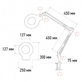 Лупа на струбцине Rexant круглая 5D с подсветкой 56 SMD LED, черная