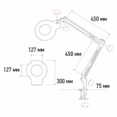 Лупа на струбцине Rexant круглая 5D с подсветкой 56 SMD LED, белая