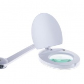 Лупа на струбцине круглая 3D с подсветкой и крышкой, белая REXANT