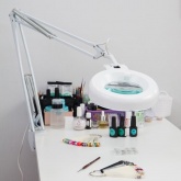 Лупа на струбцине Rexant круглая 5D с подсветкой белая