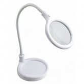 Лупа настольная Rexant 3D с подсветкой 30 LED, подставка+прищепка, белая