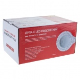 Лупа настольная Rexant 3D+12D с подсветкой 60 LED, прищепка, белая