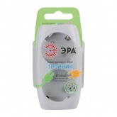 Тройник ЭРА SP-2e-W на 2 гнезда с заземлением и шторками белый