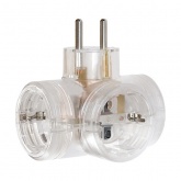 Разветвитель (тройник) 16А на 3 розетки с заземлением прозрачный Legrand