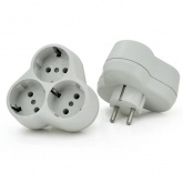 Тройник UNIVersal на 3 розетки с заземлением круглый 16А