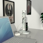 Удлинитель стойка белый 16А 4 розетки+2USB-А+micro USB с кабелем 1,5м Legrand