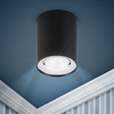 Светильник накладной потолочный ЭРА OL1 под лампу GU10 BK/CH D80x100мм черный/хром (016585)